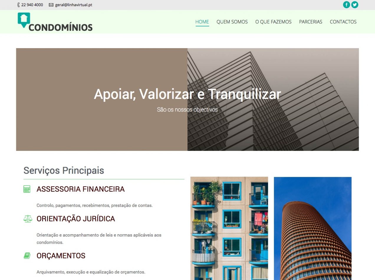 Modelos de Website Condomínios Homepage Linha Virtual