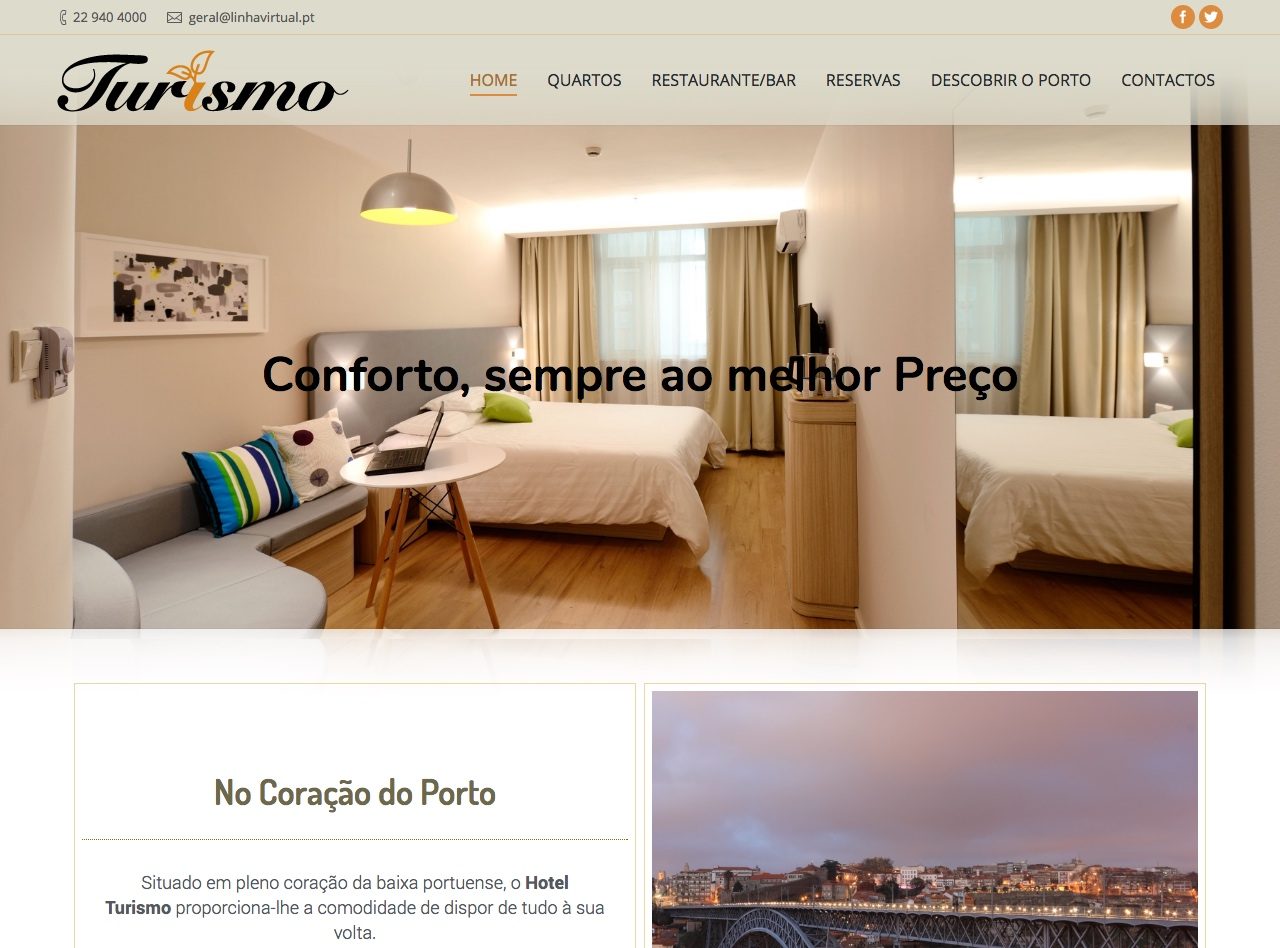Modelos de Website Hotelaria Homepage Linha Virtual